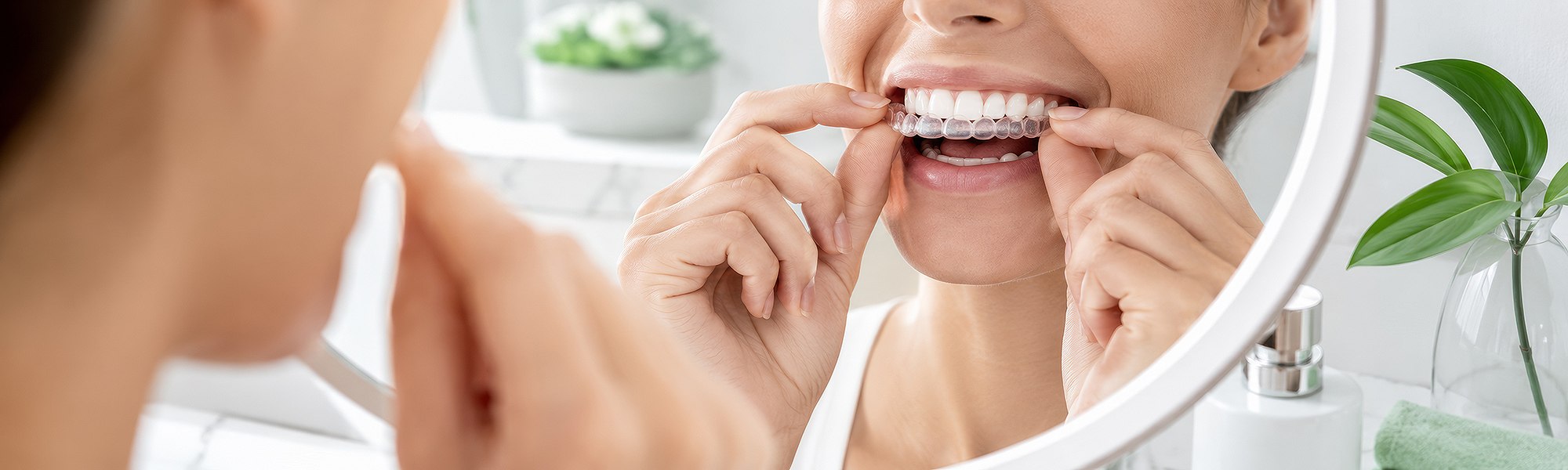 Zahnmodell mit transparenter Schiene für Ober- und Unterkiefer