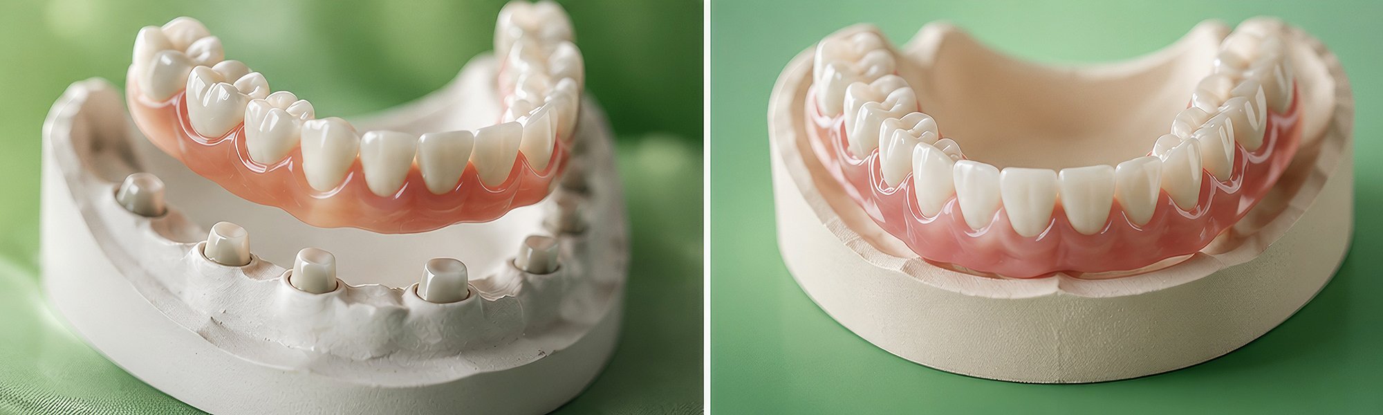 Zahnprothese auf einem Modell von Ober- und Unterkiefer